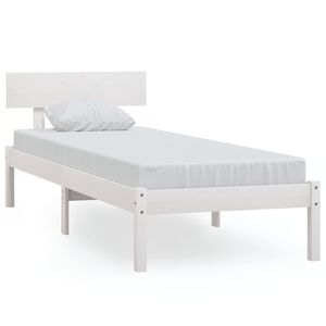 vidaXL Okvir za krevet od masivnog drva bijeli 75 x 190 cm mali