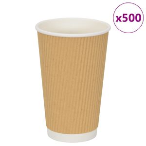 vidaXL papirnate &scaron;alice za kavu 500 kom 16 oz 400 ml smeđe