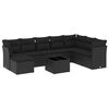 vidaXL 9-dijelni set vrtnih sofa s jastucima crni od poliratana