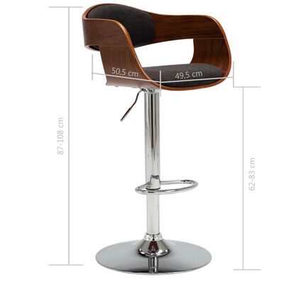 vidaXL Barska stolica od savijenog drva i tkanine siva