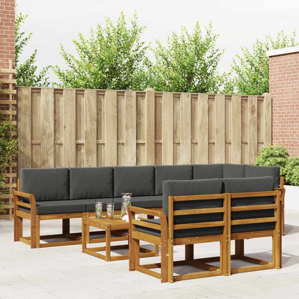 vidaXL Set vanjskih sofa s jastukom 9 pcs Prirodna i antracit