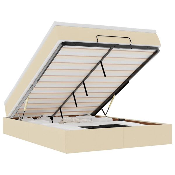 vidaXL Otomanski krevet s madracem krem 140x200 cm tkanine