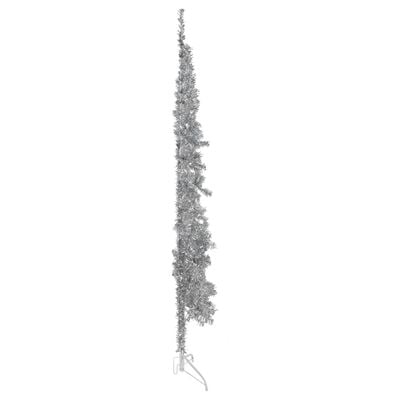 vidaXL Tanka umjetna polovica božićnog drvca sa stalkom srebrna 240 cm