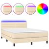vidaXL Krevet box spring s madracem LED krem 140x200 cm od tkanine