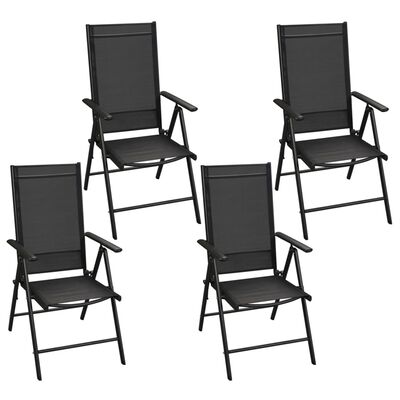 vidaXL 5-dijelni vrtni blagovaonski set sa sklopivim stolicama aluminijski crni