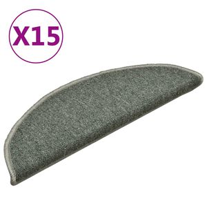 vidaXL Prostirke za stepenice 15 kom 56x17x3 cm tamnozelene poluokrugle