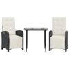 vidaXL 3-dijelni bistro set s jastucima crni od poliratana