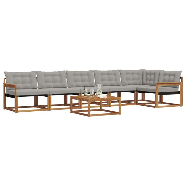 vidaXL Set vanjskih sofa s jastukom 7 pcs Prirodna i svijetlo siva