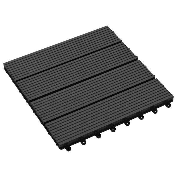 vidaXL Pločice za decking 11 pcs Crna 30 x 30 cm Drvoplastična smjesa