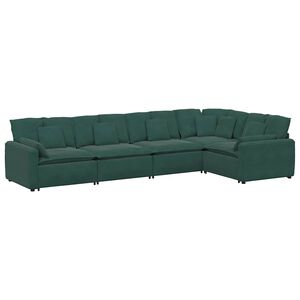 vidaXL Modularna sofa s jastucima, bar&scaron;unasta tamnozelena