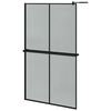 vidaXL Pregrada za tu&scaron; s policom crna 118x190 cm staklo ESG i aluminij