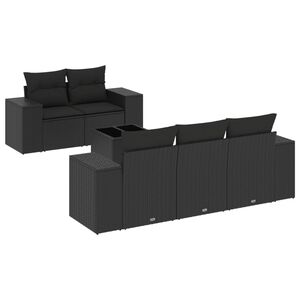 vidaXL 6-dijelni set vrtnih sofa s jastucima crni od poliratana