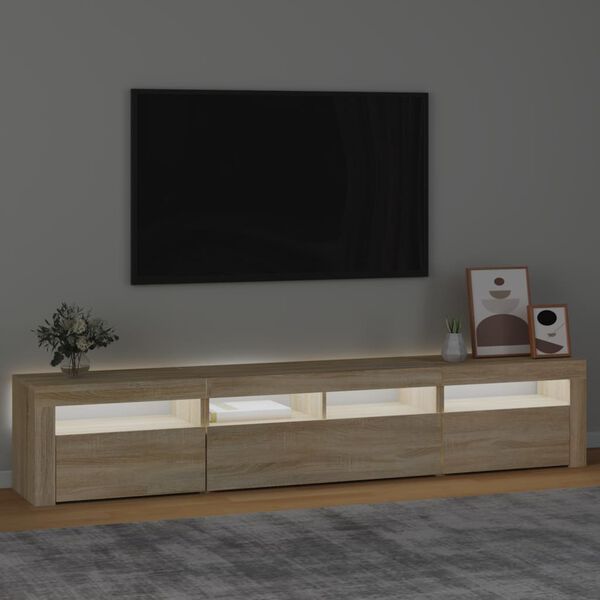 vidaXL TV ormarić s LED svjetlima boja hrasta sonome 210x35x40 cm