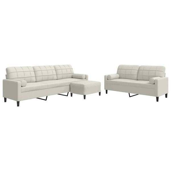 vidaXL 3-dijelni set sofa s jastucima krem bar&scaron;unasti