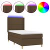 vidaXL Krevet box spring s madracem LED tamnosmeđi 90x190 cm tkanina