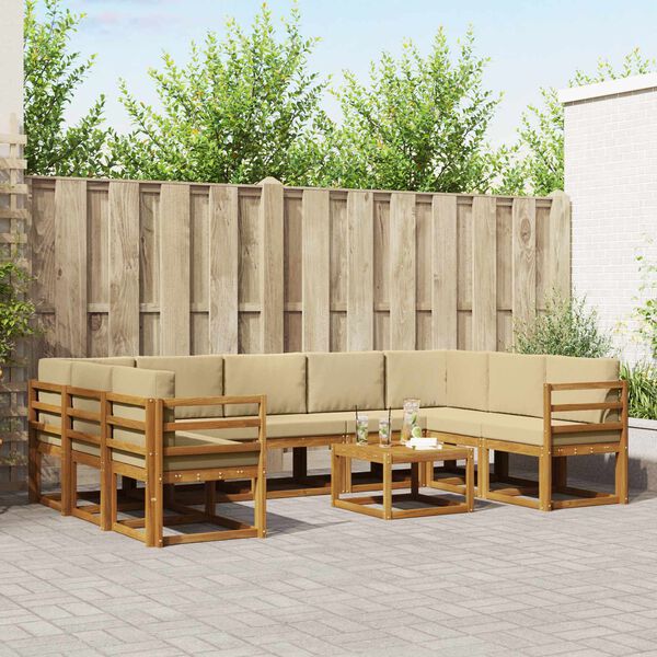 vidaXL Set vanjskih sofa s jastukom 10 pcs Prirodna i bež
