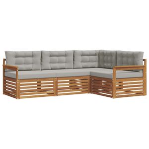 vidaXL Set vanjskih sofa s jastukom 4 pcs Prirodna i svijetlo siva