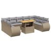 vidaXL 10-dijelni set vrtnih sofa s jastucima bež od poliratana