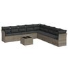 vidaXL 10-dijelni set vrtnih sofa od poliratana s jastucima sivi