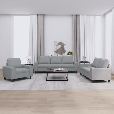 vidaXL 3-dijelni set sofa svjetlosivi od tkanine