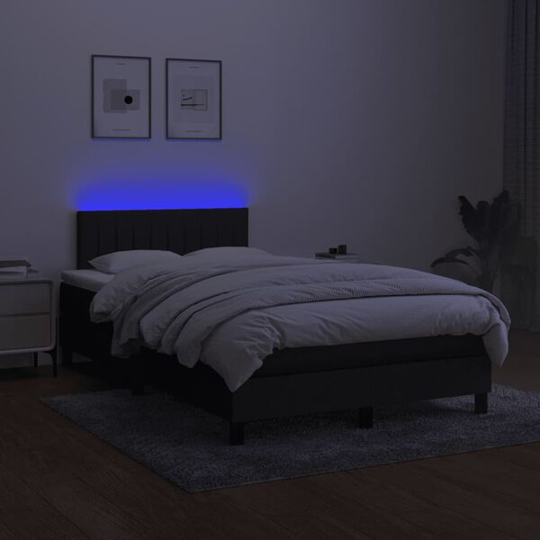 vidaXL Krevet box spring s madracem LED crni 120 x 200 cm od tkanine