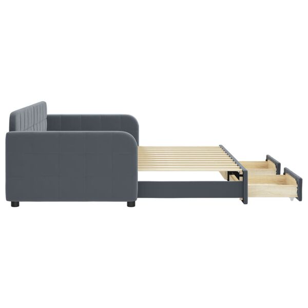 vidaXL Dnevni krevet na razvlačenje i ladice tamnosivi 90 x 200 cm
