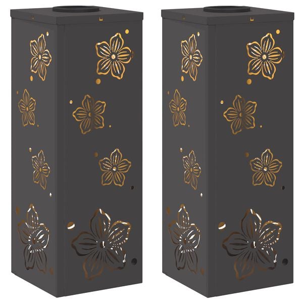 vidaXL Solarna LED svjetlost za stazu 2 pcs Crna Hladno valjana čelika