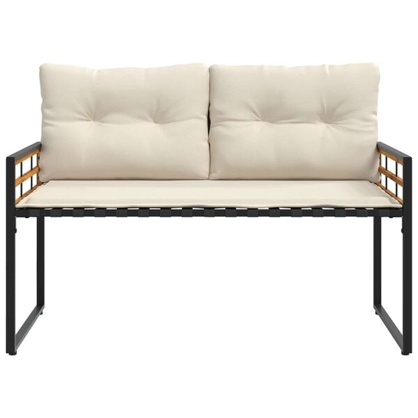 vidaXL Drvena klupska klupa s jastukom Krema 114 x 55 x 77 cm