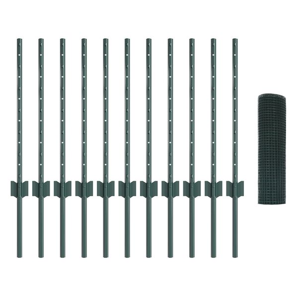 vidaXL Ograda s postovima Zelena 0,6 x 25 m Čelik i PVC