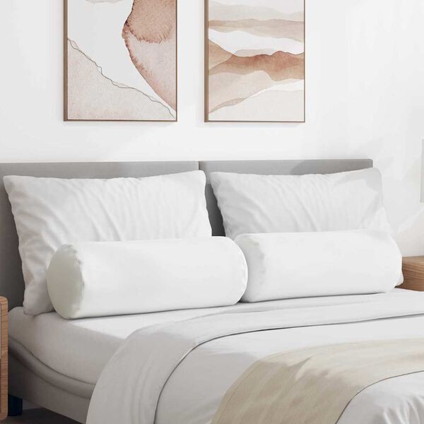 vidaXL Valjkasti jastučići 2 pcs Bijelo Ø 25 x 70 cm tkanina
