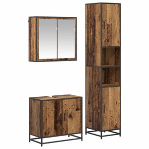 vidaXL Set namje&scaron;taja za kupaonicu 3 kom. Staro drvo 65 x 33 x 60 cm