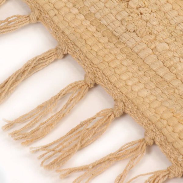 vidaXL Ručno tkani tepih Chindi od pamuka 200 x 290 cm bež