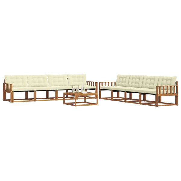 vidaXL Set vanjskih sofa s jastukom 9 pcs Prirodna i krem