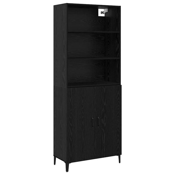 vidaXL Highboard Crni hrast 69,5 x 32,5 x 180 cm Konstruirano drvo