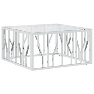 vidaXL Stolić za kavu 80 x 80 x 40 cm od nehrđajućeg čelika i stakla