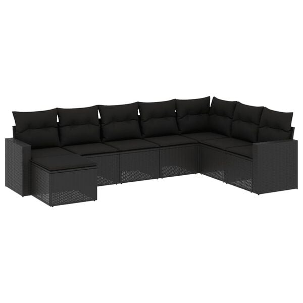 vidaXL 8-dijelni set vrtnih sofa od poliratana s jastucima crni