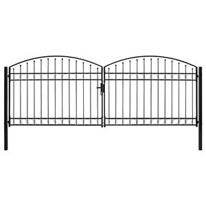 vidaXL Vrata za ogradu ASSEN dvostruka vrata s lučnim vrhom čelik 400x150 cm