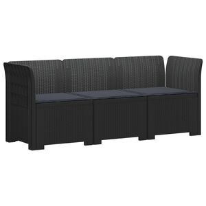 vidaXL Dvosjedni vrtni sofa s jastucima u ratan izgledu PP Antracit