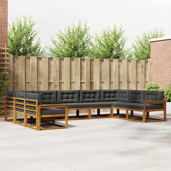 vidaXL Set vanjskih sofa s jastukom 9 pcs Prirodna i antracit