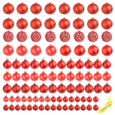 vidaXL Set božićnih kuglica 100 komada 3/4/6 cm crveni
