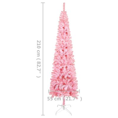 vidaXL Tanko osvijetljeno božićno drvce ružičasto 210 cm