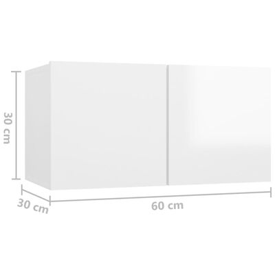 vidaXL Viseći TV ormarić bijeli visokog sjaja 60 x 30 x 30 cm