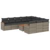 vidaXL 11-dijelni set vrtnih sofa od poliratana s jastucima sivi