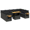 vidaXL 11-dijelni set vrtnih sofa od poliratana s jastucima crni