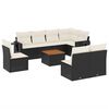 vidaXL 9-dijelni set vrtnih sofa s jastucima crni od poliratana