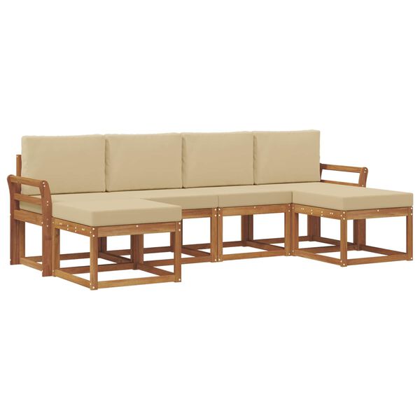 vidaXL Set vanjskih sofa 6 pcs Prirodna i bež Konstruirano drvo