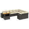 vidaXL 10-dijelni set vrtnih sofa s jastucima crni od poliratana