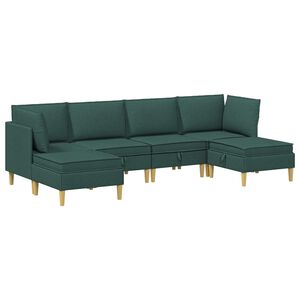 vidaXL Modularni set sofe sa skladi&scaron;tem 6 kom. Tamnozelena Tkanina