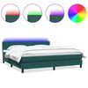 vidaXL Box Spring krevet s madracem i LED tamno zeleni 180x220 cm bar&scaron;un