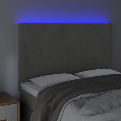 vidaXL LED uzglavlje svjetlosivo 144x5x118/128 cm baršunasto